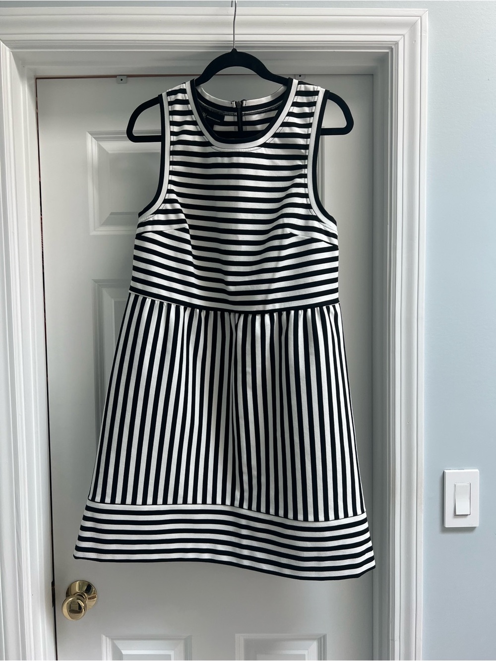INC International Dress Black & White Vertical Horizontal Stripes Sleeveless XL👍